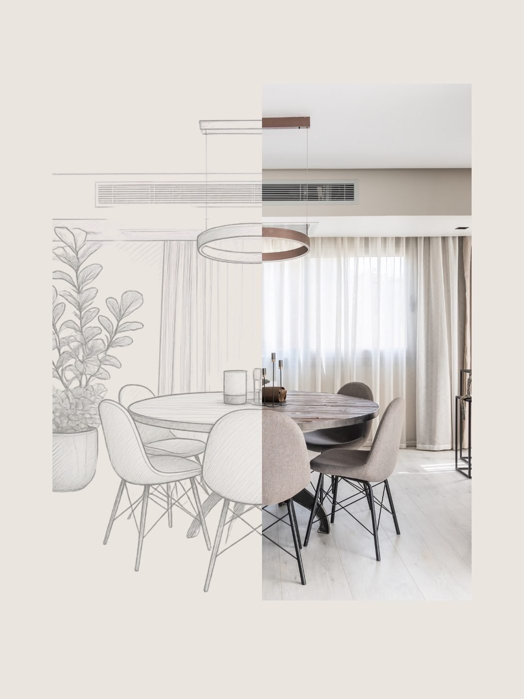 Sketch and finished room